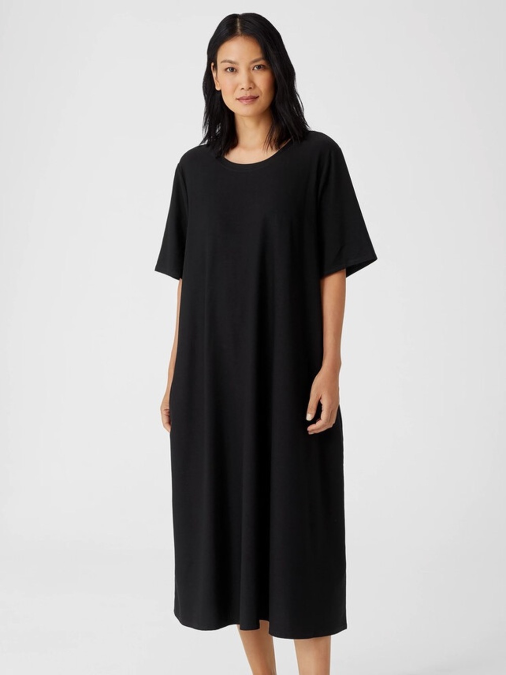 EILEEN FISHER Lightweight Washable Stretch Crepe Modern Tee Dress ❤️❤️
